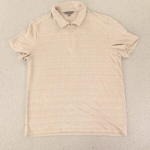 John Varvatos Shirt Mens M Beige Linen Blend 1/4 Zip Polo